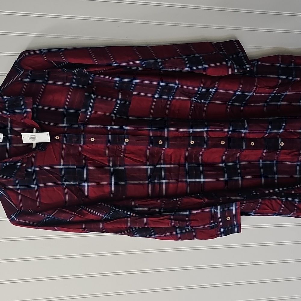 Old Navy Red and Blue Plaid Shirt Dress